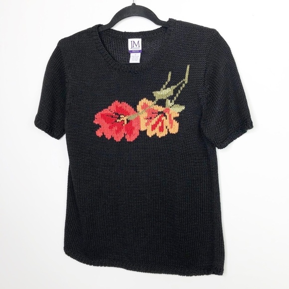 J M collections vintage graphic image petite black knit sweater - Picture 8 of 8